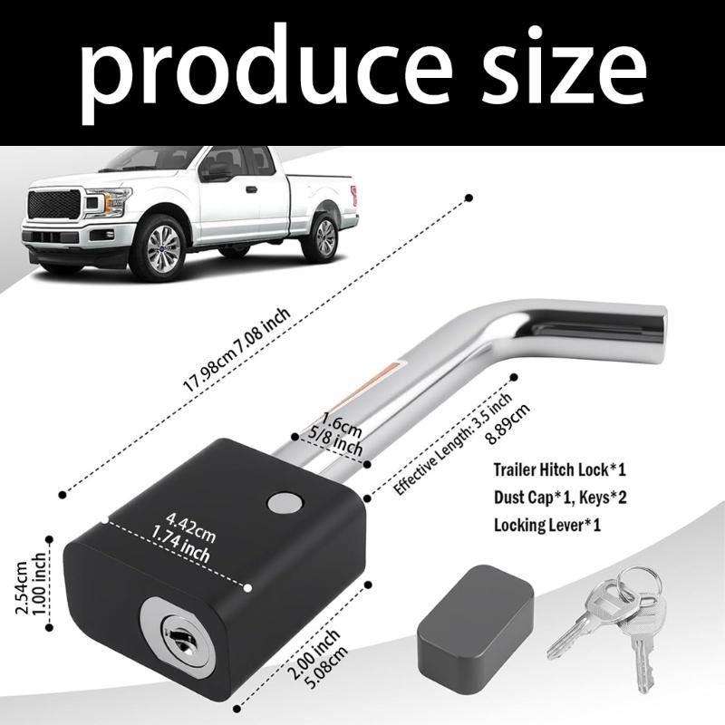 Trailer Hitch Security Lock With 360 Degree Rotation For 2 Inch And 2.5 Inch Receivers Flexible And Secure Attachment