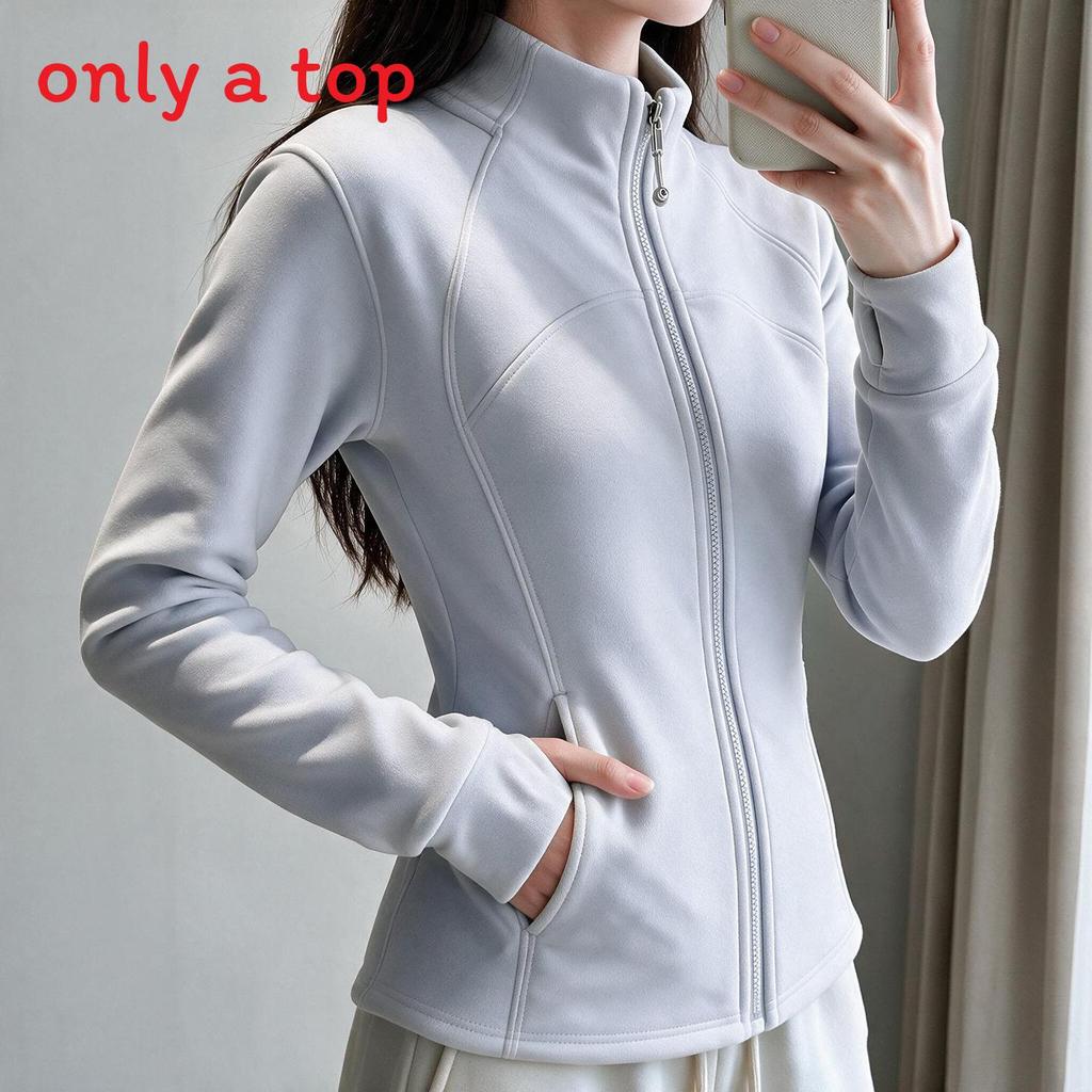 Womens Fleece Hoodie Jacket With Stand Collar And Solid Color For Commuting And Warmth