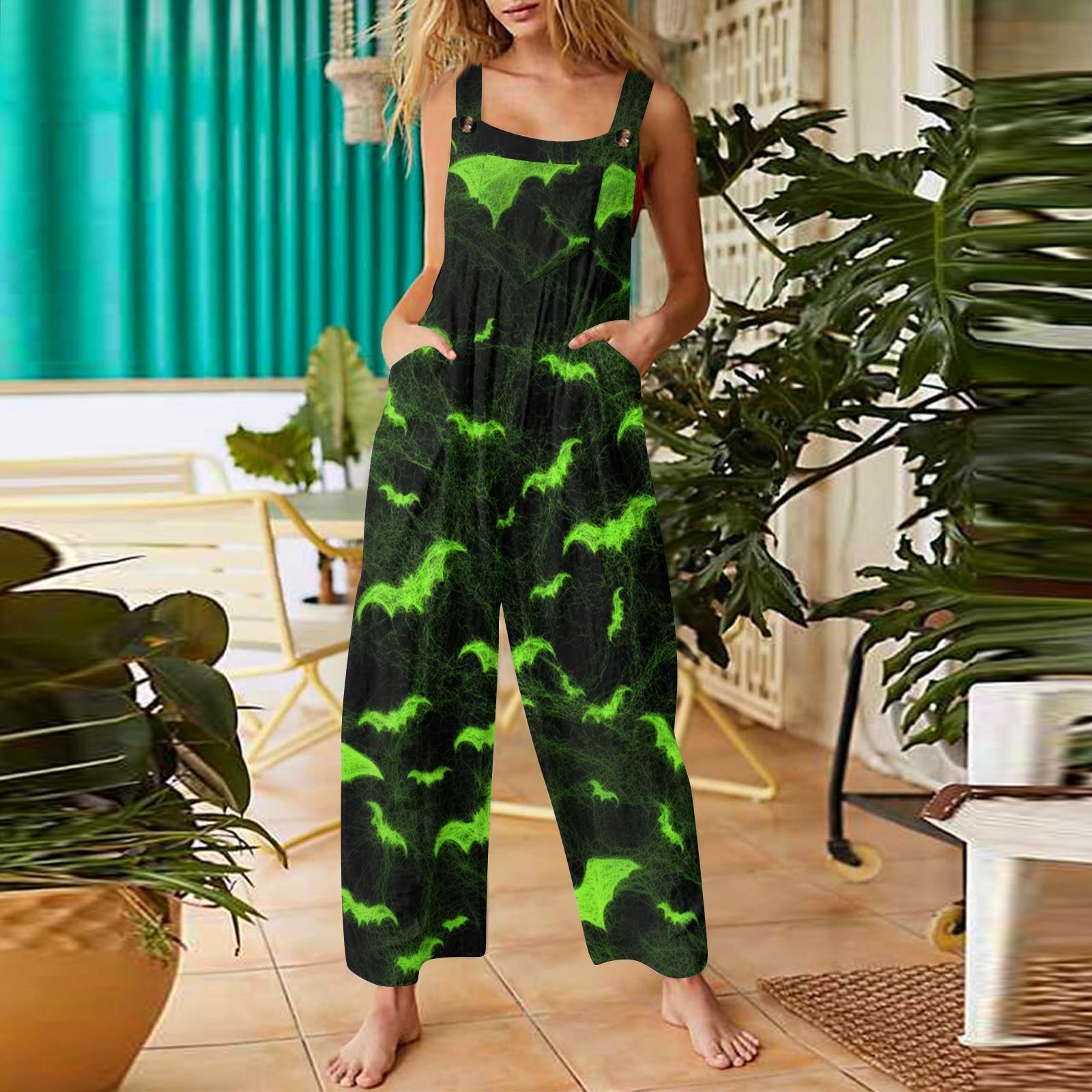 

Женские повседневные комбинезоны, комбинезоны с регулируемыми бретелями, летние без рукавов, милые удобные комбинезоны с карманом XXXL зелёный