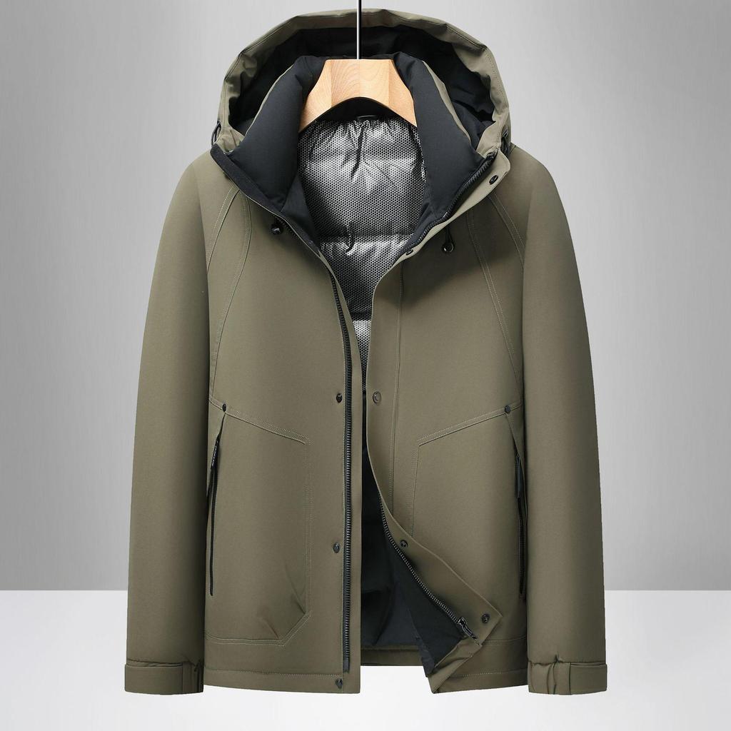 High Fill Power Men's Hooded White Duck Down Jacket - Trendy, Thickened, Cold Protection