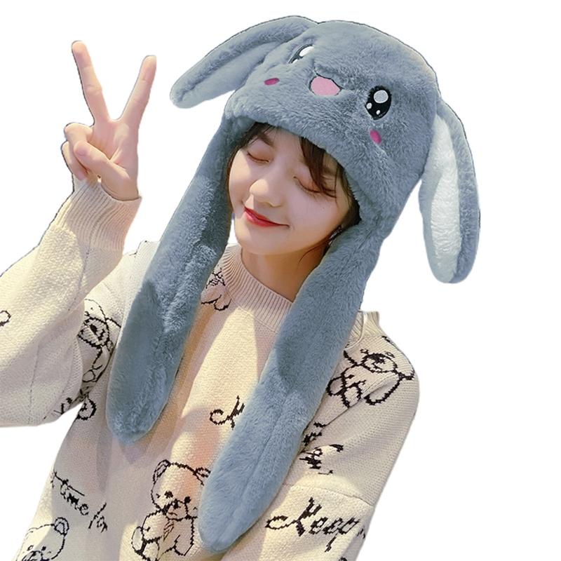 Rabbit Hat Ear Moving Jumping Hat Cute Bunny Plush Hat Cap for Women Girls Cosplay Christmas Party Holiday Hat Props