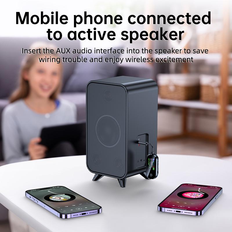 2 In 1 Bluetooth 5.4 Audio Transmitter Receiver 3.5MM AUX Hifi Stereo Audio Wireless Adapter with Mic for Car Airplane TV PC Headphone