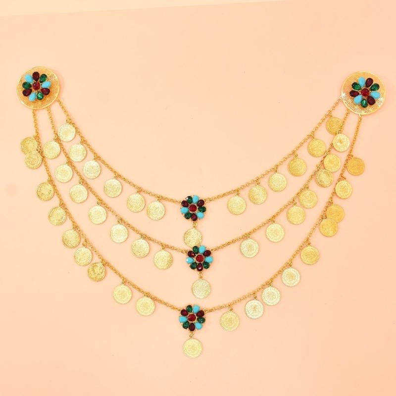 Multi Layer Alloy Coin Tassels Shoulder Chain Necklace Shoulder Accessory for Fashion Forward Women Seeking Unique Style