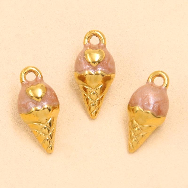 Gold Enamel Stainless Steel Ice Cream Star DIY Jewelry Accessories