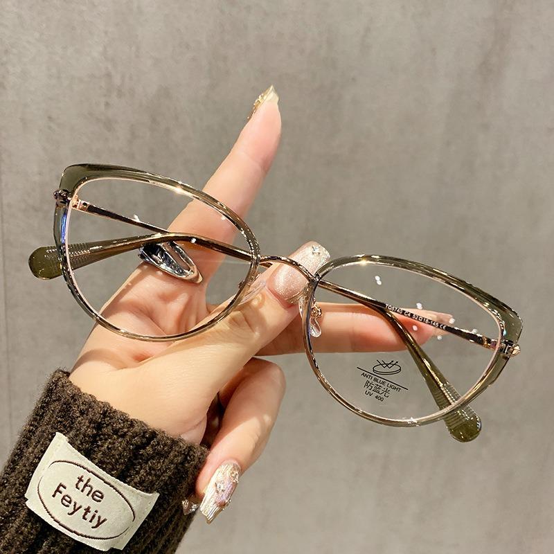 Retro Anti Blue Light Flat Glasses Fashion Cat Eye Popular Street Shot Sunglasses High End Anti Blue Light Optical Glasses Uv400