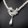 Violent Pearl Necklace Earrings Set Bridal Dress Versatile Accessories Novel Alloy Electric Two-Piece Set