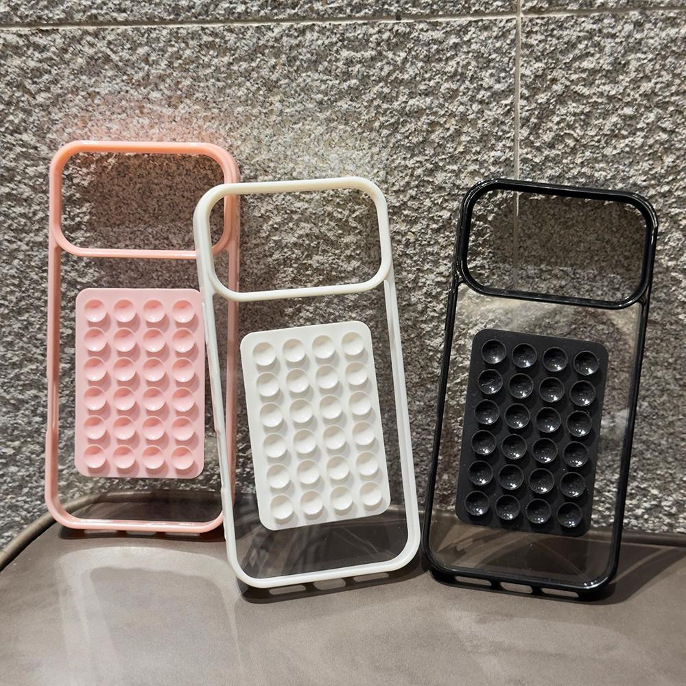 3D Suction Cup Candy Color Phone Case For iPhone 17 16 15 14 Pro Max Air 16e 11 12 13 7 8 Plus XS XR X SE Shockproof Clear Cover