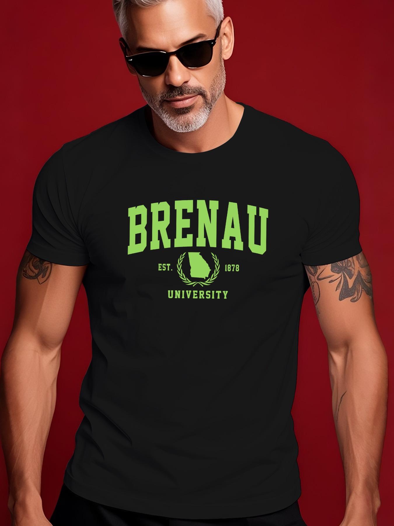 BRENAU Short Sleeve Tshirt - Summer Round Neck Solid Blue... XL