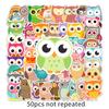 50 Owl Doodle Personalized Cartoon Children's Creative DIY Skateboard Suitcase Stickers Waterproof