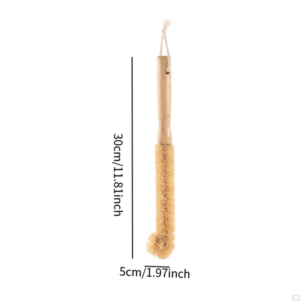 Coconut Fibers Brush Bottle Scrubber Multifunctional Handheld Portable Cup Cleaner with Wooden