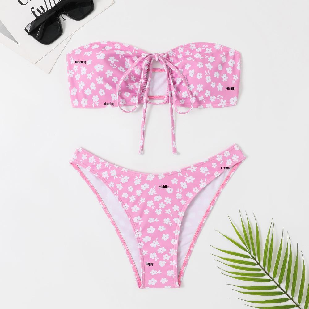 2023 Floral Print Cross-Strap Women s Two-Piece Bikini