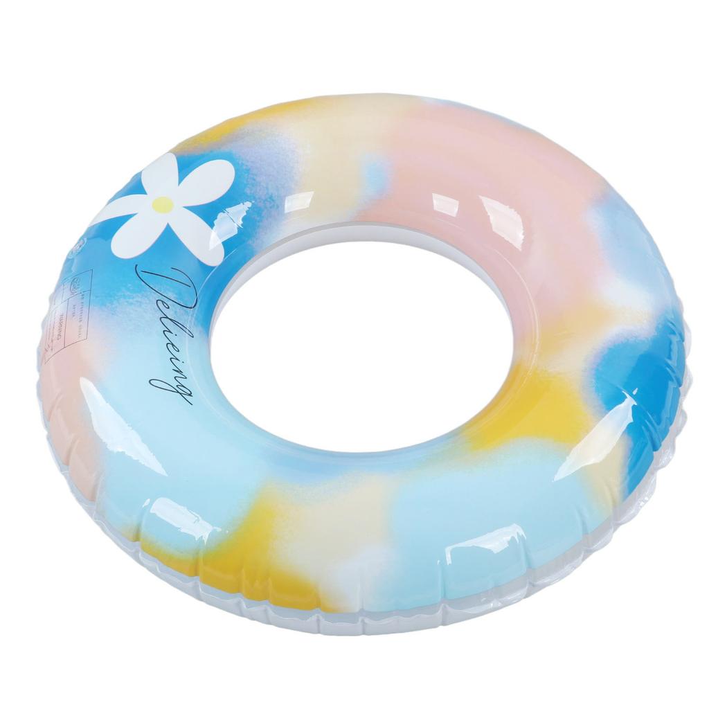 Inflatable Swimming Ring PVC Streamlined Colorful Flower Patterned Underarm Swim Ring for Exercising