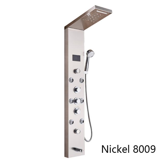 Digital Display Rainfall LED Light Shower Panel Shower Bathroom Black SPA Massage Jet With Handshower Bidet Sprayer Shower Tap