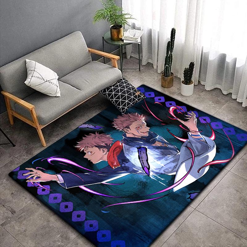 Jujutsu Kaisen Anime Rug Large,Carpet Rug for Living Room Bedroom Sofa Decoration,Doormat Kitchen Non-slip Floor Mat Picnic Camp