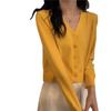 Korean Style Short V-neck Long Sleeve Thin Student Sweater for Women New Fashion Knitted Cardigan Coat Sweater