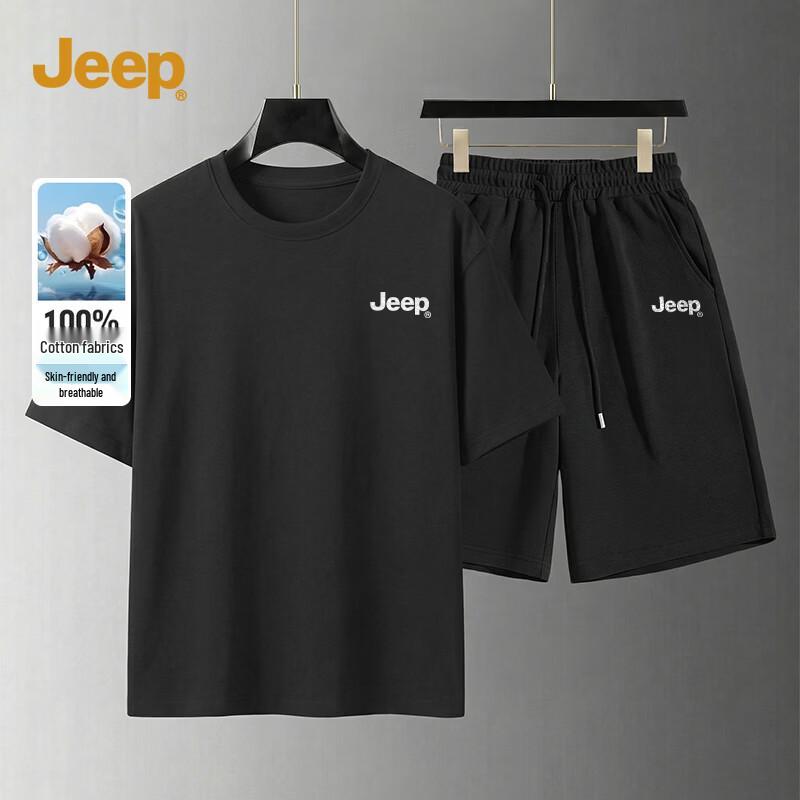 JEEP Men s Summer Cotton Casual Two-Piece Set L
