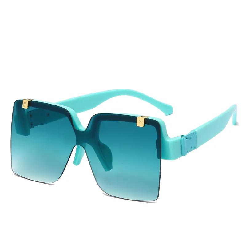 Unique Half Frame Flap Square Sunglasses For Women New Luxury Gradient Sun Glasses Men Oversized Hip Hop Uv400 Eyewear