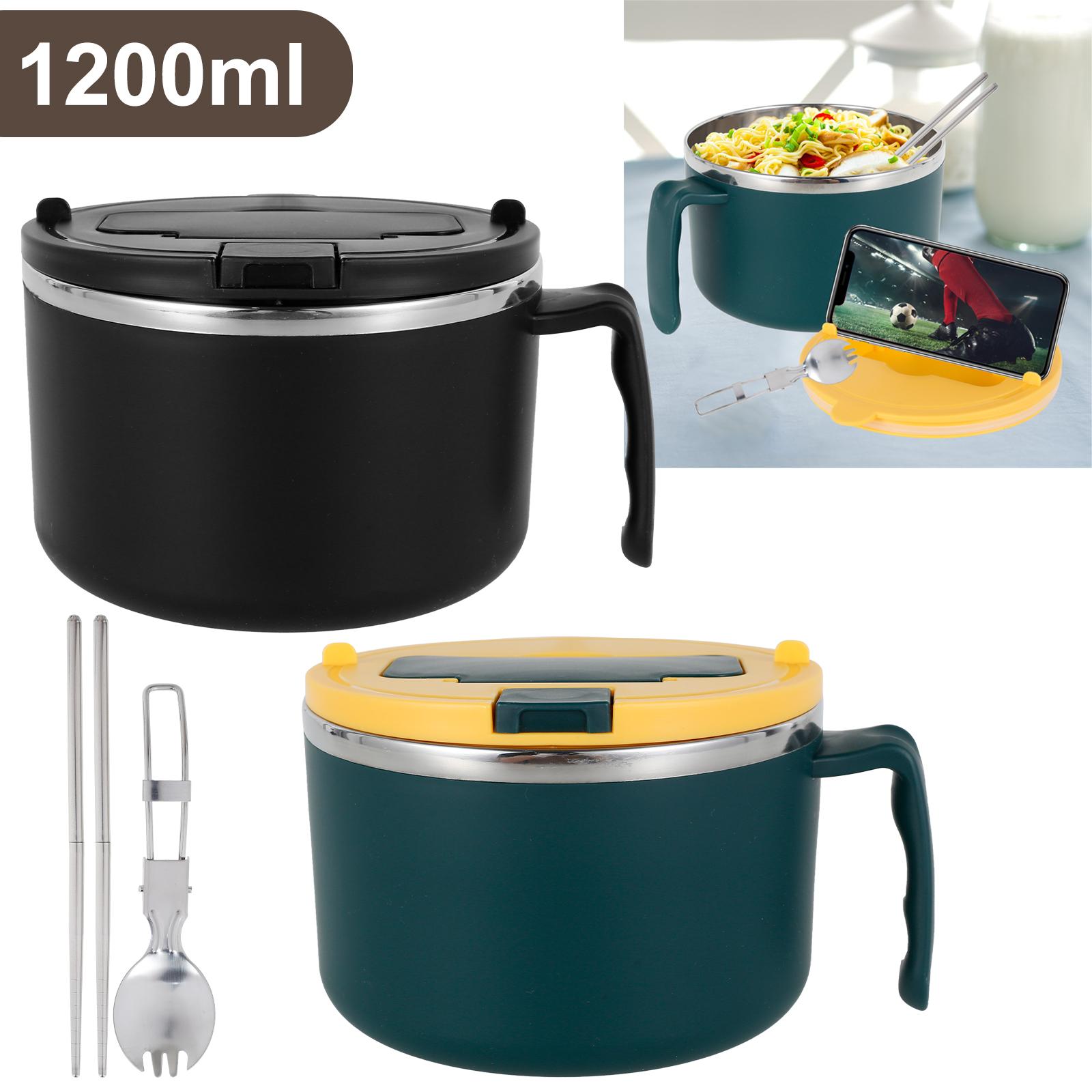 

1200ml Bpa Free Rapid Ramen Bowl With Filter Lid Microwave Safe Noodle Bowl With Spoon Chopsticks Portable Instant Noodle Cooker Bowl For Daily Home U