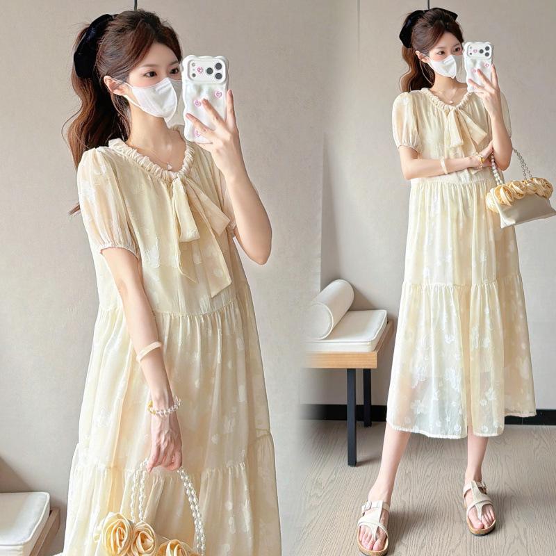 2026 Korean Style Maternity Summer Dress: Stylish, Loose, Plus Size, Medium Length