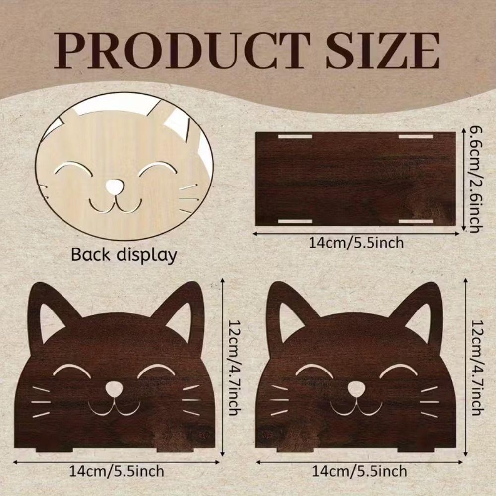 Cat Shape Design Wooden Cat Napkin Holder Wooden Material Decorative Tissue Rack  Cocktail Bar