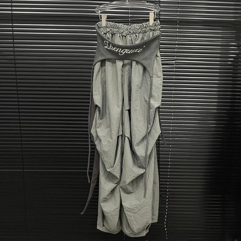 

Нишевые уличные брюки-палаццо с завышенной талией, женские, серый дизайн, брюки для джазового танца 2XL серый