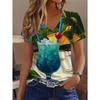 Women Summer T Shirt Vintage Flower Pattern Print Short Sleeve Tees Casual Printed Tops