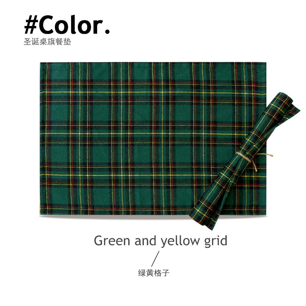 2026 1PC Red Tablecloth Plaid Table Runner Placemat Heat Insulation Mat Christmas Fabric High Temperature Resistant Home Coaster Decoration