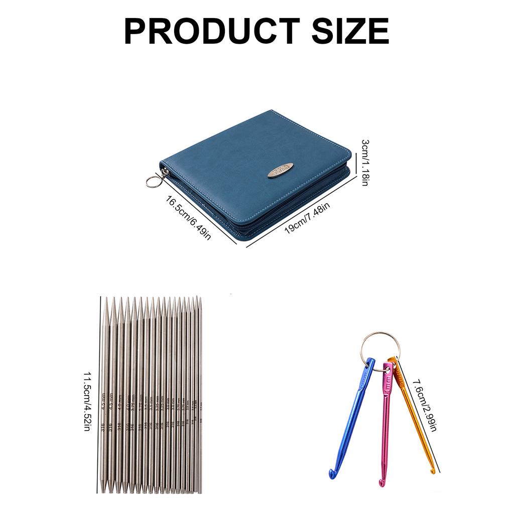 9 Paar Rundstricknadeln aus Stahl, Häkelnadel mit Etui mit Reißverschluss, auswechselbare Stricknadeln aus Stahl, 2,2–4,5 mm