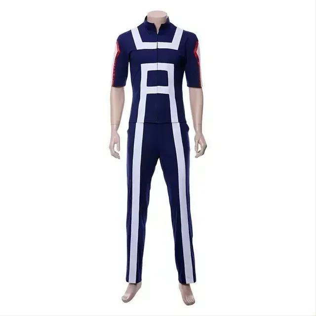 Anime My Hero Academia Boku No Hero Herren Damen Schuluniform Sportanzug T-Shirt Hose Midoriya Izuku Todoroki Shouto Cosplay Kostüm XL white