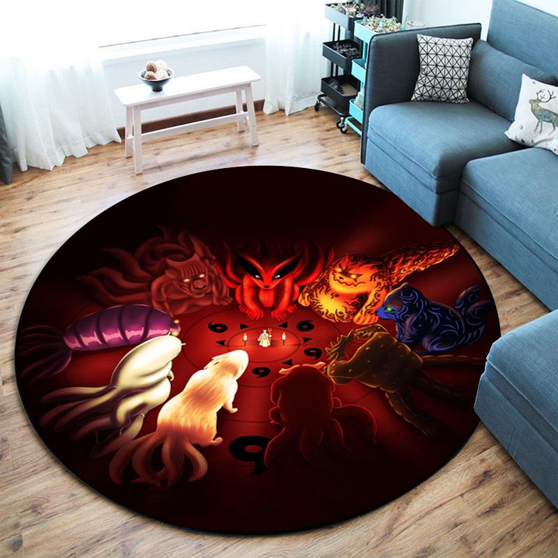 Famous cartoon NARUTO protagonist Uzumaki Naruto round carpet soft home decoration anti-slip door mat outdoor picnic mat carpet M3