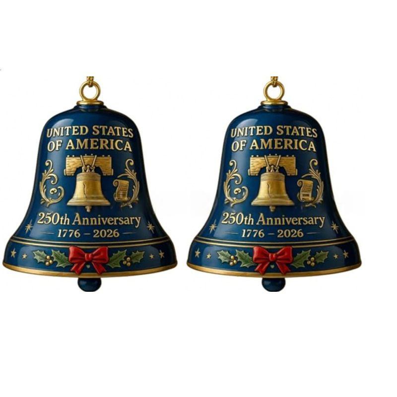 United States 250th Anniversary Bell Ornament Patriotic Commemorative Doorbell Xmas Tree Hanging Decoration Home Decor