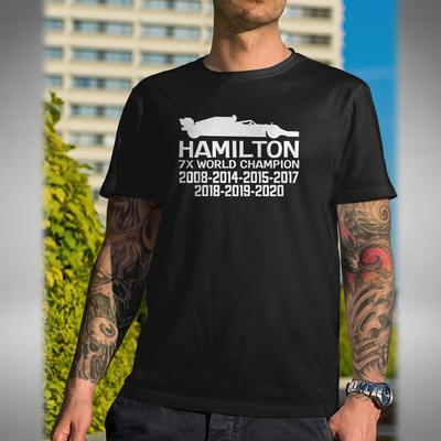 Camiseta para Hombre Lewis Hamilton 7 Veces Campeón del Mundo 2020 Número 44 F 1 Pequeña a 5XL