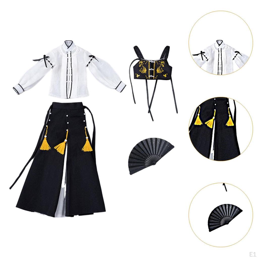 1/6 Top and Skirt Oufit Chinese Traditional Hanfu Costume Fashion Retro Outfit for 12'' Female Dolls