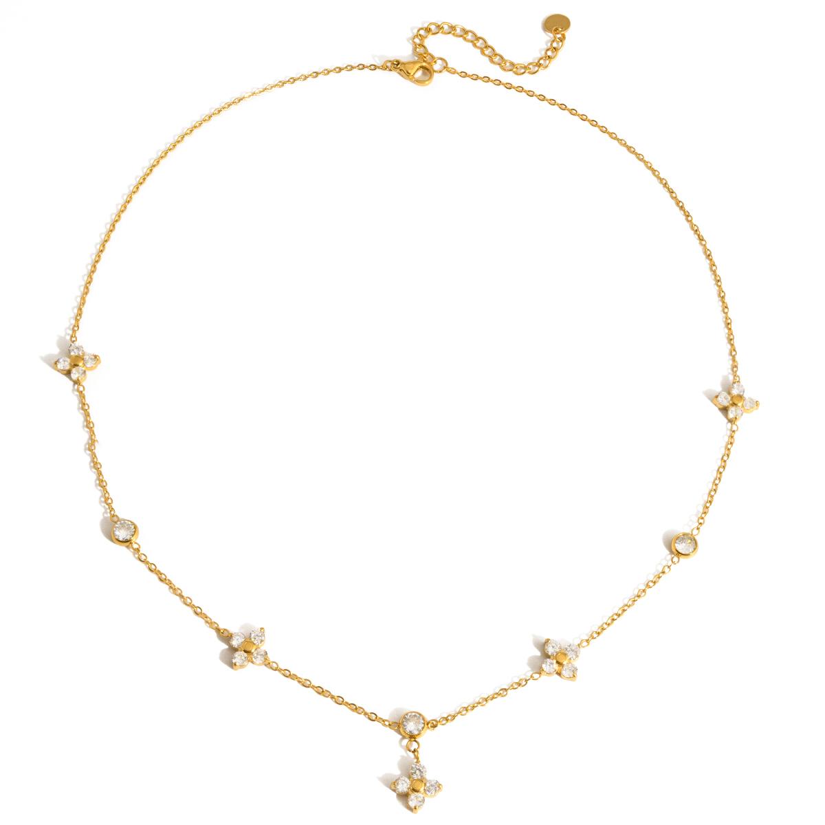 Yori New White Cubic Zircon Pendant Necklace Waterproof Simple Fashion Metal Texture Trendy Jewelry For Woman