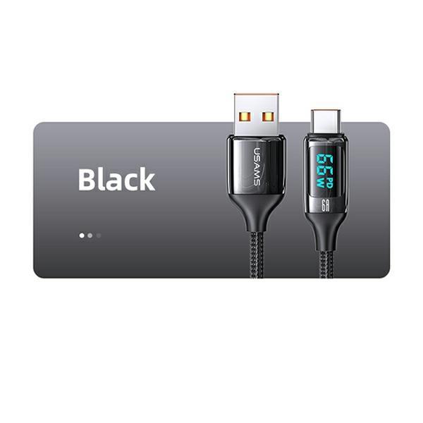 Usams Kabel Pleciony U78 Usb-C 1.2Mled 6A Fast Charging Czarny/Black Sj544Usb01 (Us-Sj544)