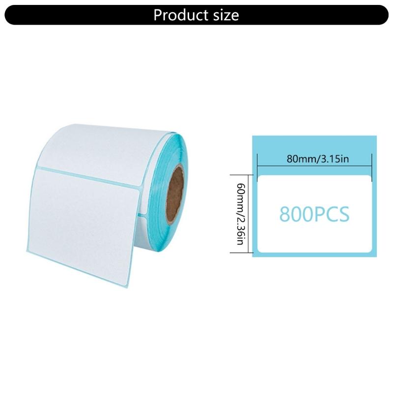 800Pcs Adhesive Thermal Label Oil and Water Resistant Food Label Blank Address Label For Barcode Shipping Packaging