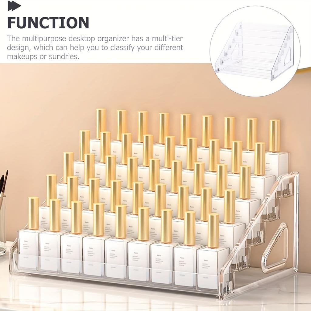 1pc Acrylic Display Stand, Transparent Five-Tier Storage Box, Step Display Rack, Multi-Functional Cosmetic Lipstick Organizer