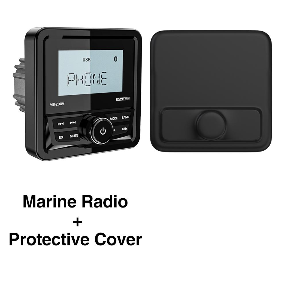 Boat Radio System Media Player Square Marine Radio /Speaker /FM AM Antenna Waterproof Bluetooth MP3 Radio for RV ATV UTV SPA RZR