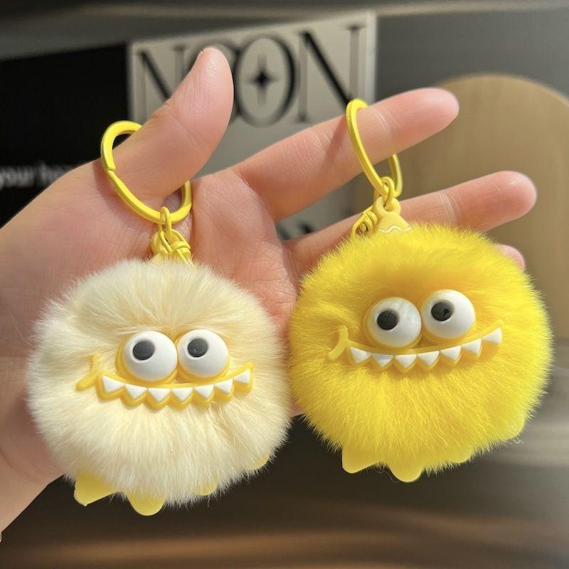 Adorable Faux Mink Fur Monster Plush Keychain Dinosaur Pendant