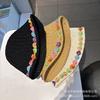 New hand-woven color small flower bucket hat women's fashion face small sunshade bucket hat sunscreen basin hat