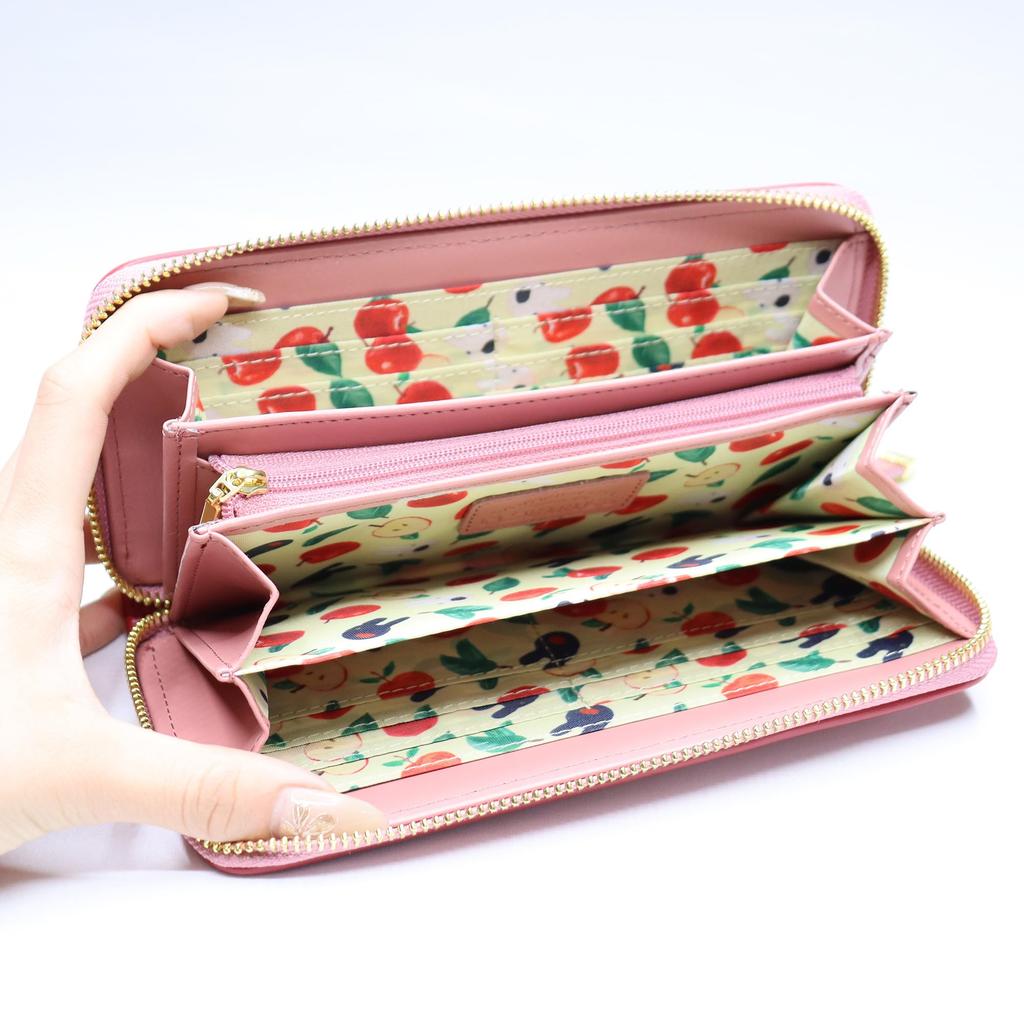 Lisa and Gaspard Long Wallet with Round Popular Character Lisa and Gaspard Apple Pink Women's Zipper, Pattern,