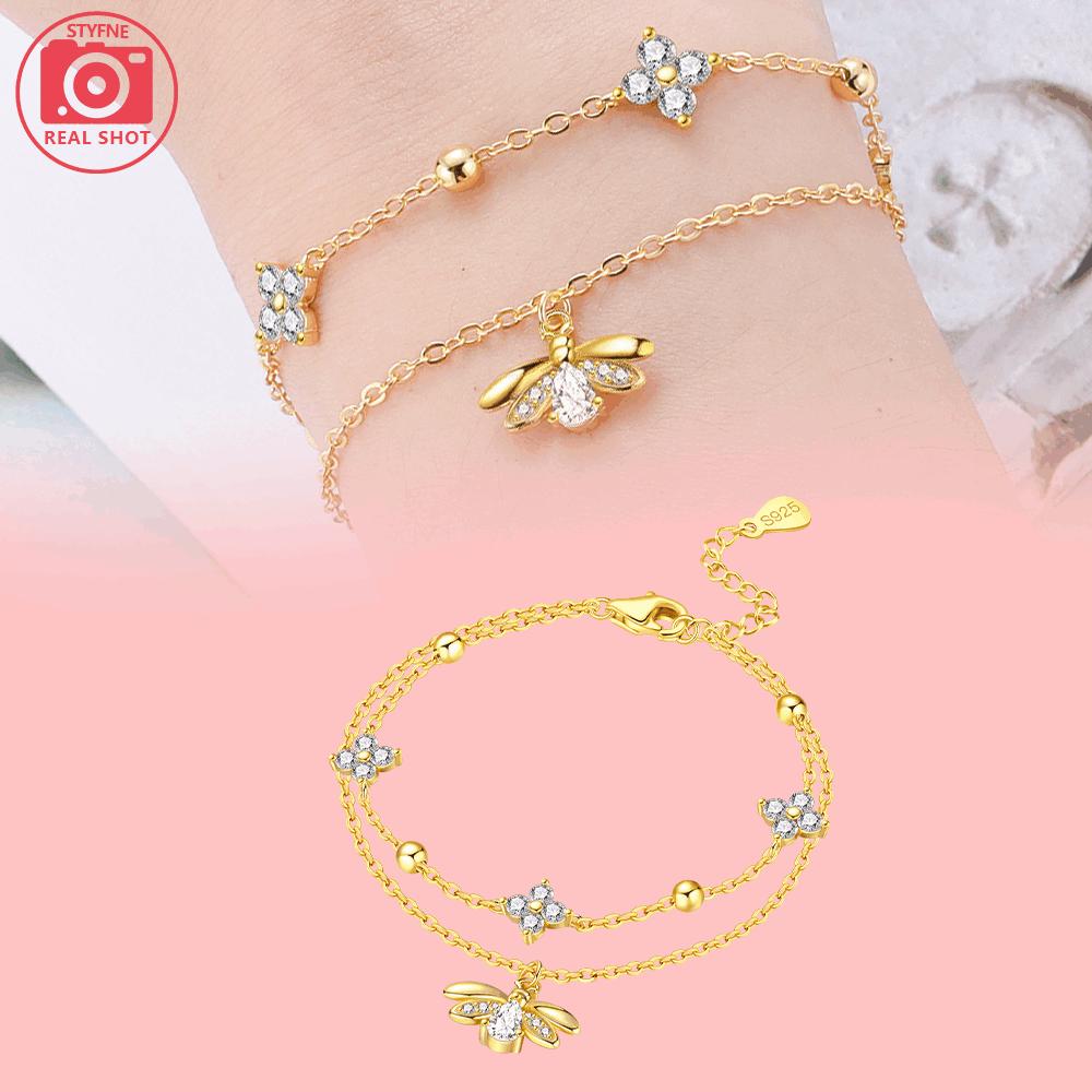 Bracelet Copper Craft Authentic Cute Cat Motif Little Floral Design Firefly Double Layer Bracelet Perfect For For Diy Charm Birthday Jewellery Gifts