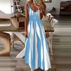 LYRIA Sexy Sleeveless Dress Women Black White Stripe Printed Long Dresses Summer Casual Vacation Party Dress Robe