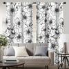 Cortinas Estampadas Florales Blanco y Negro Tejido de Poliéster Adecuado Decoración de Dormitorio Sala de Estar Juego de Cortinas de 2 Piezas Lavables Listas para Usar