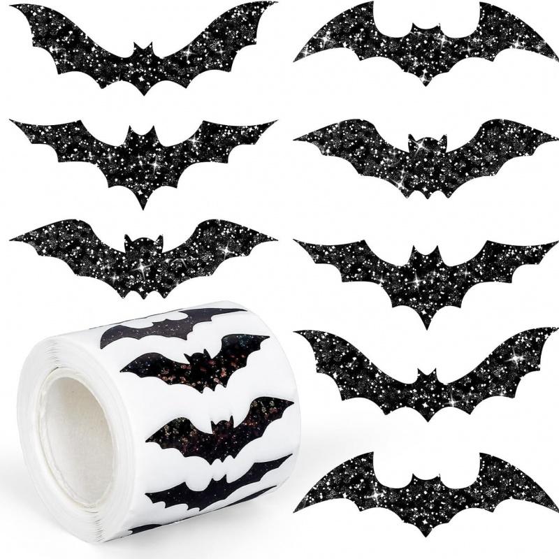 500Pcsrollhalloween Laser Bat Stickersstickers For Party Gifts Decoration Notebook Journals Scrapbooking Stickers