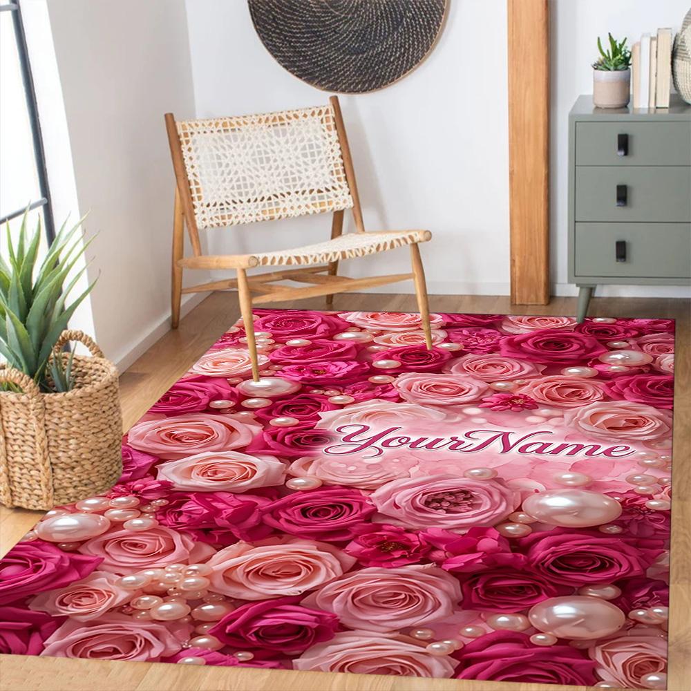 Rose Customize Text Floor Mat Suitable for Entryway Balcony Hallway Living Rooms Antislip Carpet Office home decor Best for Christmas