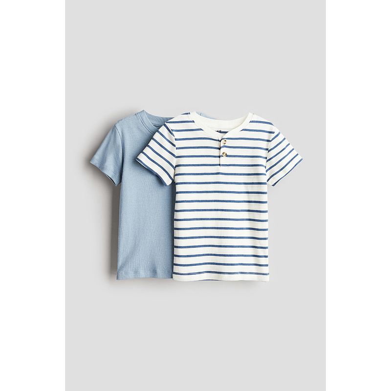 

HM Children s Clothing Boys T-shirt 2 Pieces Autumn Cute Plaid Henry Tops 2025 2 Light blue/Stripes 130/64