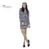 Prisoner Costume with Cuffs for Adult, Women Striped Mini Dress, Men Top Themed Party Costumes Pants, Halloween Dress-Up Jail Inmate Uniform