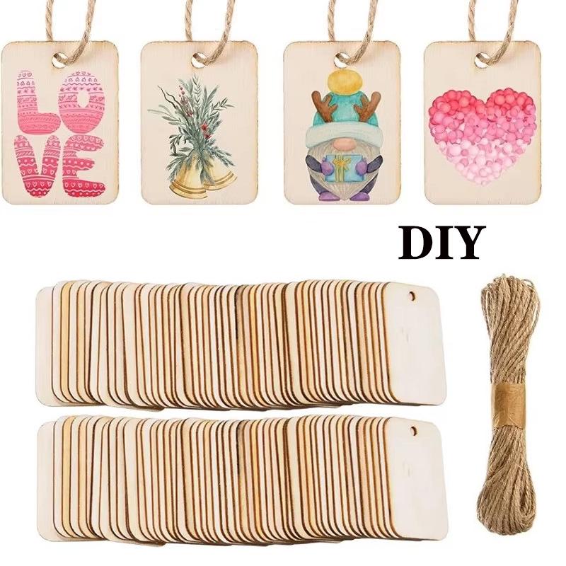 Natural Wood Slice Tags with Strings for DIY Party Decorations and Ornaments