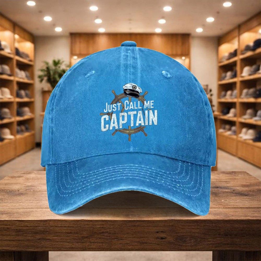 pc Adjustable Duckbill Baseball Cap with Just Call Me Captain Text  Lightweight Unisex Snapback Hat Suitable for Sports Tra